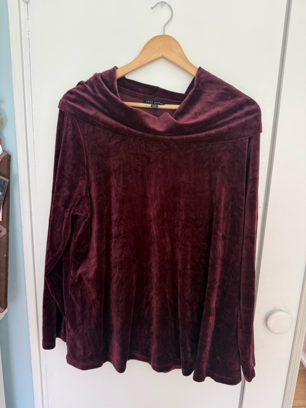 Lane Bryant Plush Velvet Cowl Neck Top - Burgundy LNC 18-20